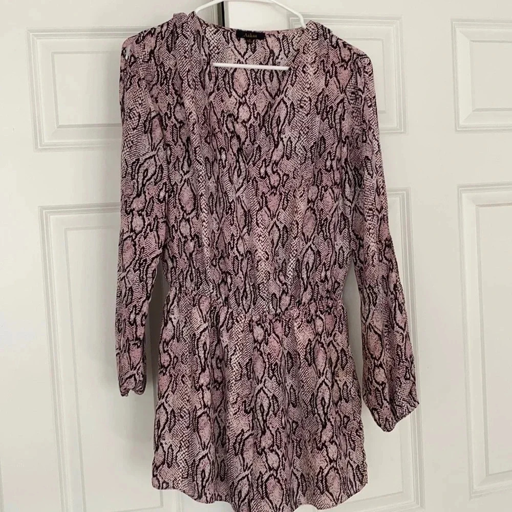 Aakaa Pink and black snakeskin shorts romper size small party
